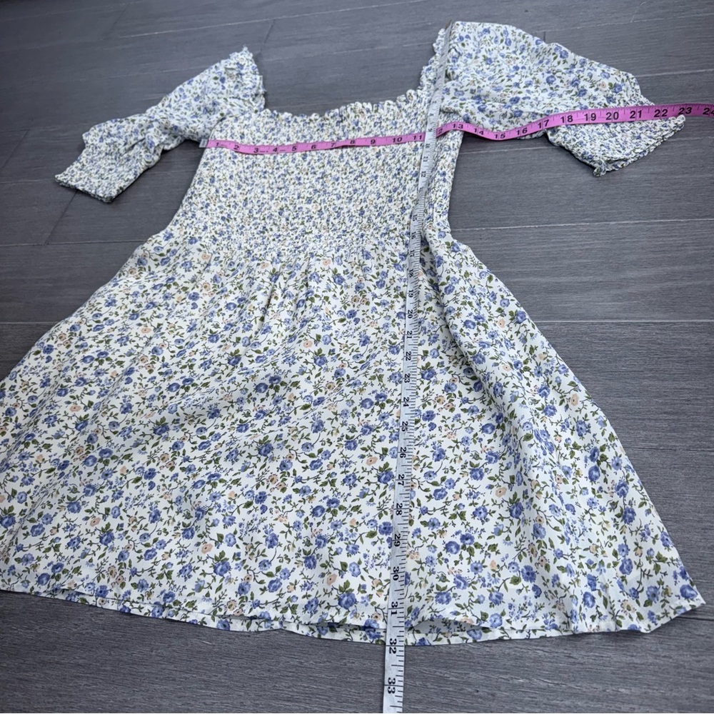 Reformation Elle Dress Pixie 8 White Purple Floral Mini Short Puff Sleeve Boho - Picture 14 of 16